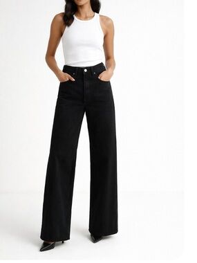 AMIRI Black Wide Leg Jeans High Rise Designer Denim Minimalist Size 25